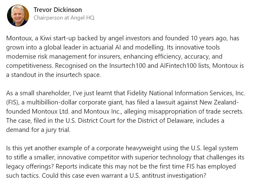 Litigious oil baron who funded two rounds of lawsuits against smaller Amiga is getting a taste of his own medicine. Thank you <a href="/FISGlobal/">FIS</a>
