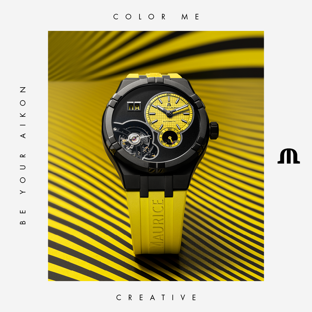 Maurice_Lacroix's tweet photo. Designed for bold thinkers and visionary creatives, the #AIKON Master Grand Date Technicolour makes a lasting impression with its unique design. #ColourMe #YourTimeIsNow #BeYourAIKON https://t.co/FUtExzJdH3
