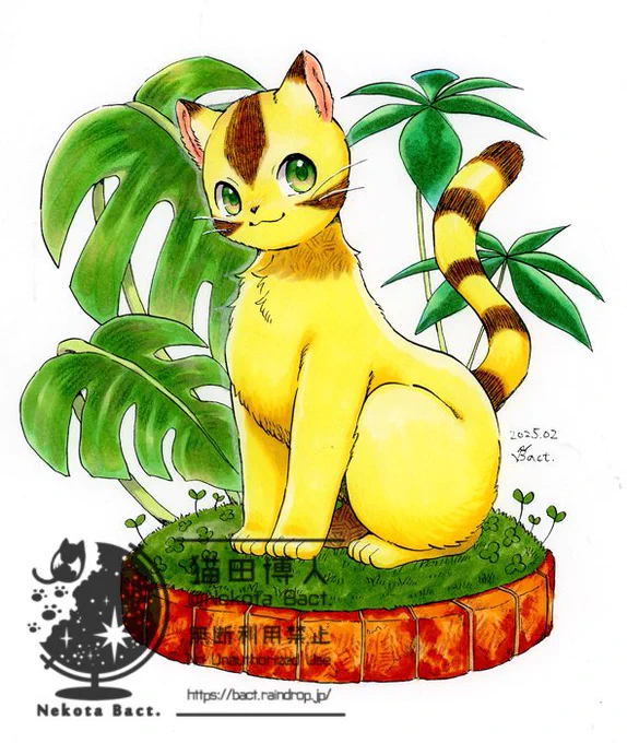#猫の日2025 OC ミシマコピックと色鉛筆で塗ってます 