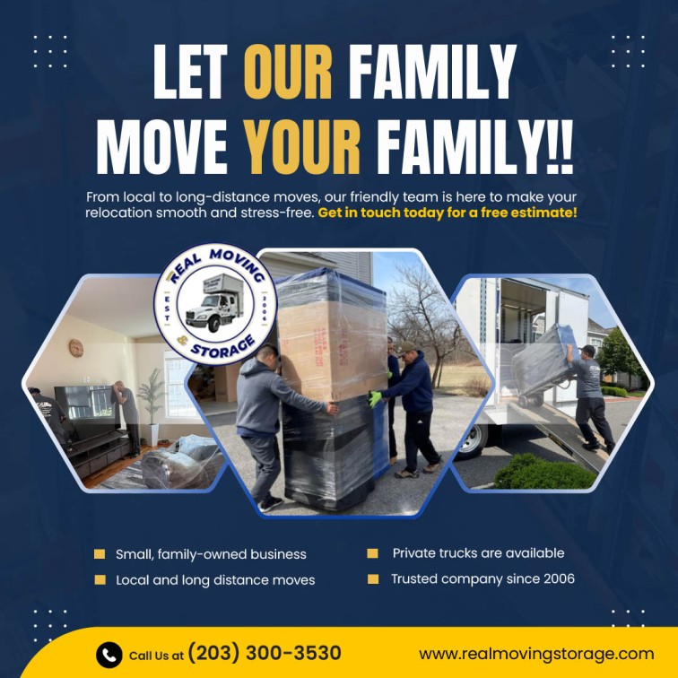 RealMovingofCT's tweet image. Let Our Family Move Your Family!!

🌐 Visit Our Website at realmovingstorage.com

#RealMovingStorage #MovingCompany #ConnecticutMovers #FamilyOwnedBusiness #LocalMoves #LongDistanceMoving #FairfieldCT #StamfordCT #MilfordCT