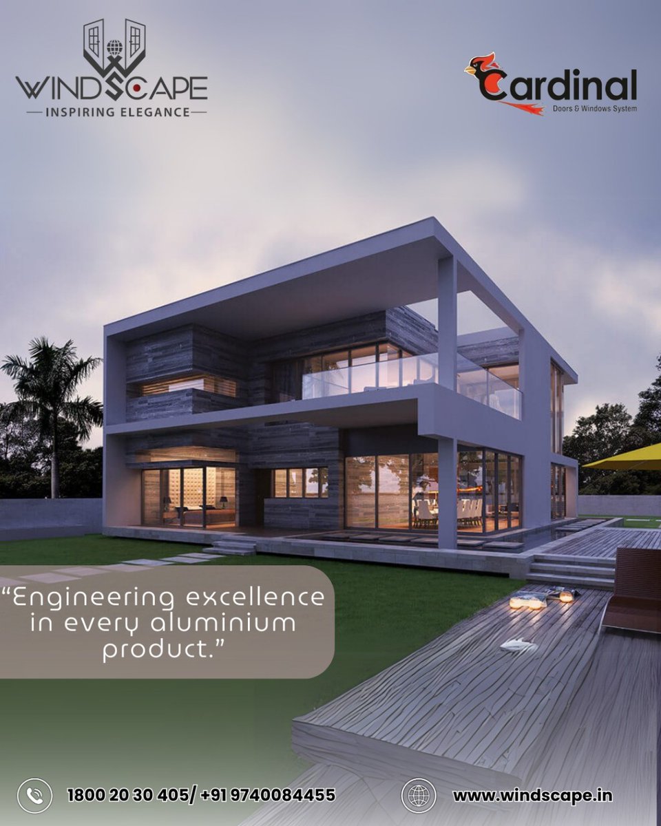 WindscapePvtLtd's tweet photo. Beauty, durability, and energy efficiency meet engineering excellence. Windscape: uPVC &amp; Aluminium, perfected."
📞 1800 20 30 405 | 🌐 https://t.co/pqvEXwCT8d
Brought to you by @Windoorstech LLP
#Windscape #AluminiumWindows #UPVCWindows #SystemAluminium #CardinalAluminium https://t.co/lKJ12mcf5x