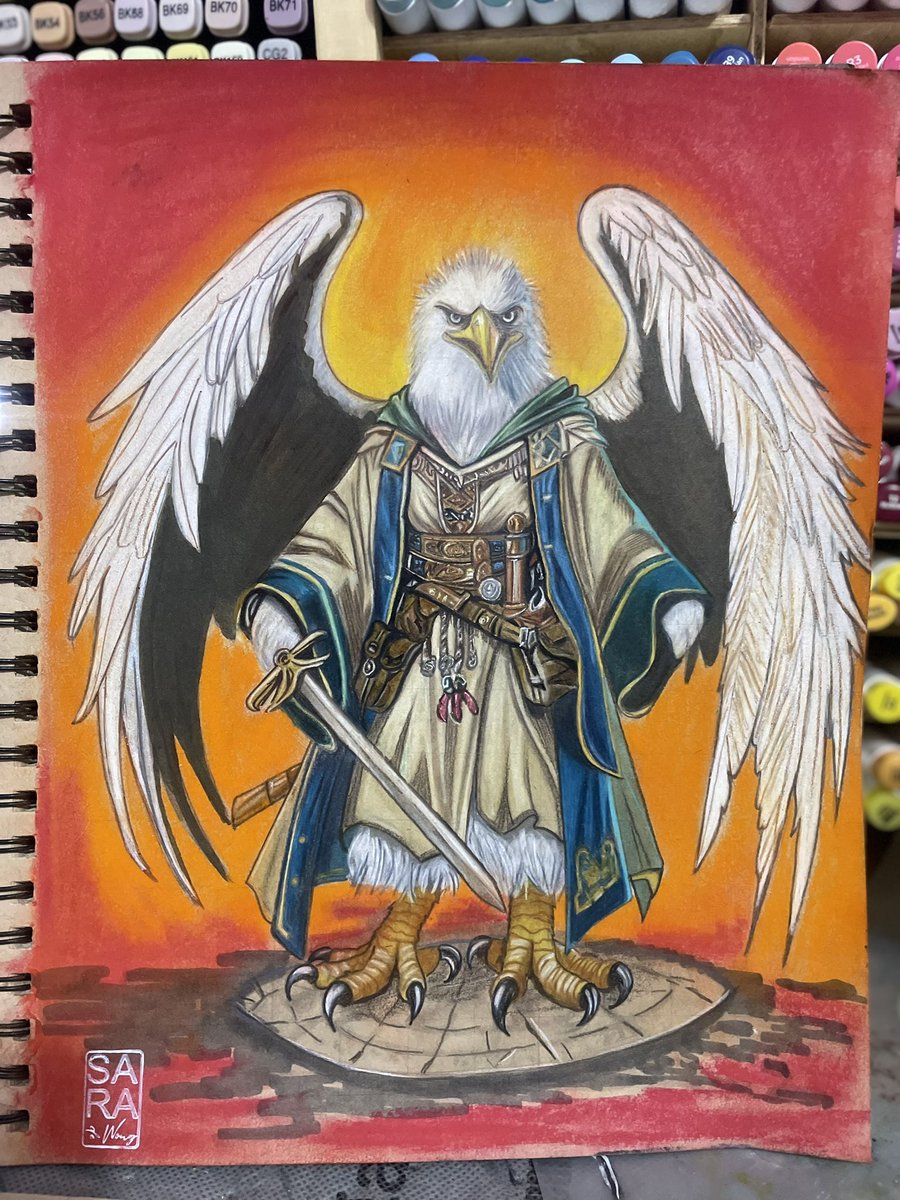 dsnt1982's tweet photo. #dnd #dungeonsanddragons #dndart #tablettopgames #aarakocra #fantasy #fantasyart #aarakocramonk #prismacolor #autistart https://t.co/mjtcS5KifJ