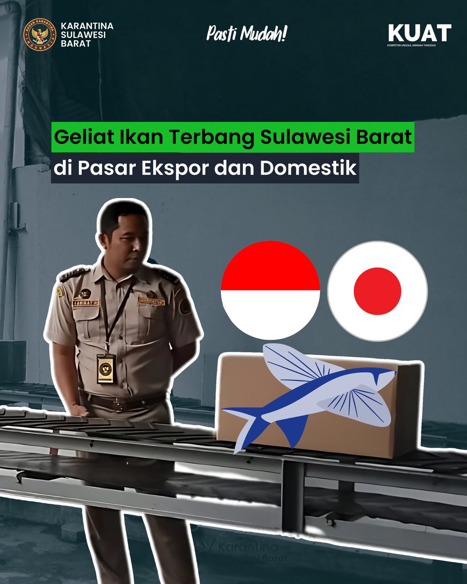 karantinasulbar's tweet photo. Majene – Karantina Sulbar baru-baru ini melakukan pengawasan terhadap 4 ton ikan terbang asal Majene yang akan diekspor ke Tokyo, Jepang (21/2). Ekspor ini menjadi yang kedua sejak awal tahun 2025, setelah sebelumnya lebih dari 16 ton ikan terbang juga berhasil dikirim ke Jepang. https://t.co/mvb58IsCzt