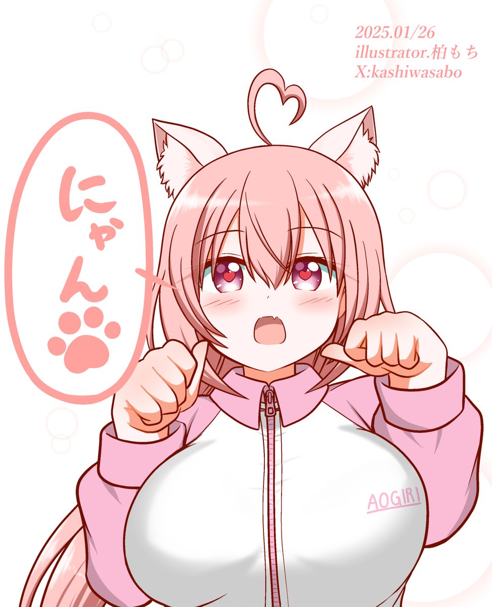 「今日は猫の日ということで、最近(?)描いた猫耳#ちよ個展#アトりえる#あおぎり高」|柏もちのイラスト
