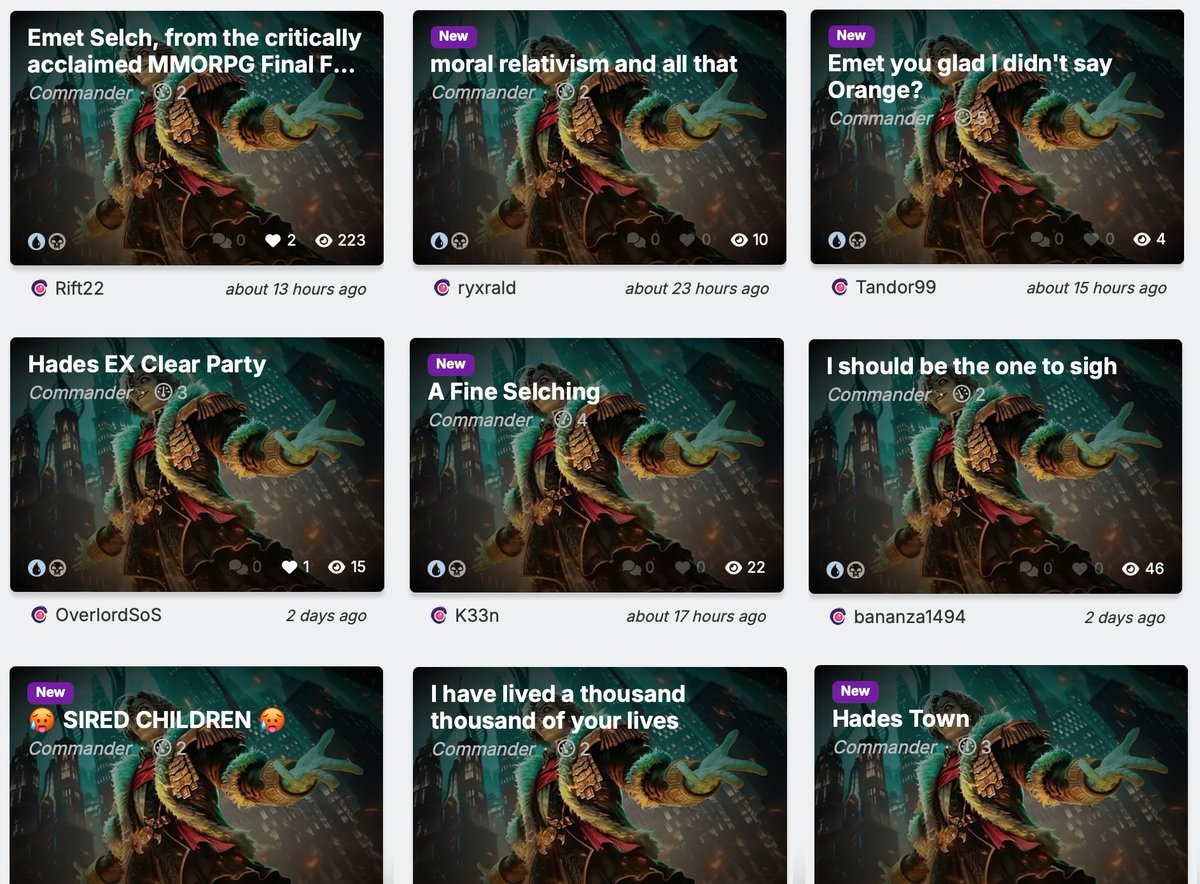 I am losing my entire mind at what people are naming their Emet-Selch decks........ 😭😭😂