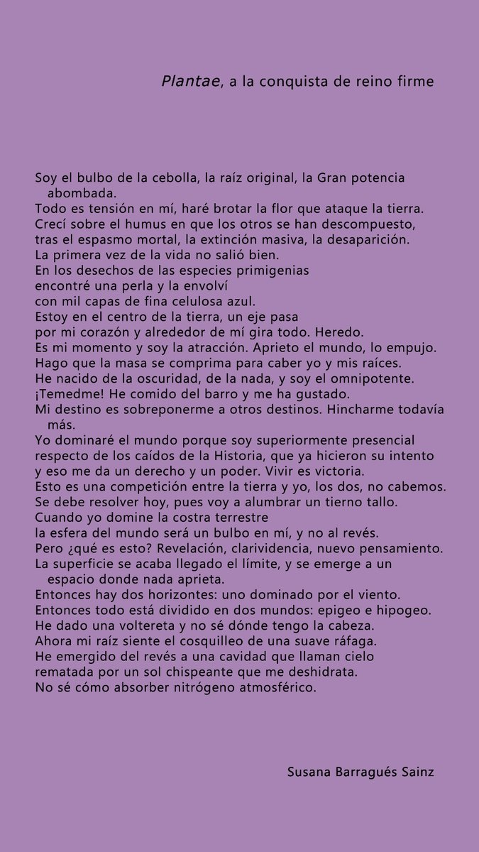 La victòria és viure. 
Pregunteu-li sinó a les #Plantae que han resistit i sobreviscut a més d'una extinció.

La #SusanaBarragués recull el seu testimoni, el fa poema.

#CiènciaiPoesia #DonesiCiència <a href="/lauramorron/">Laura Morrón Ruiz de Gordejuela ☢️📚📜</a> <a href="/CristinaSopena1/">Cristina Sopena</a>