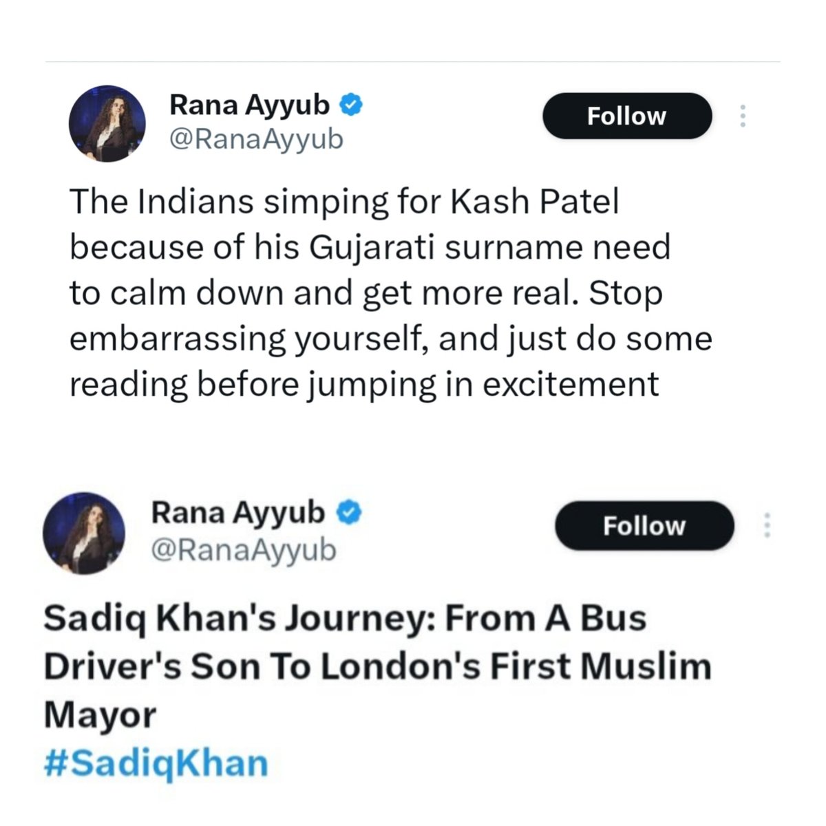 -How can Hindus feel good about a Hindu doing well in a foreign country? Embarrassing.

-Oh wow, a Muslim mayor of London... Where are my ghungroos?