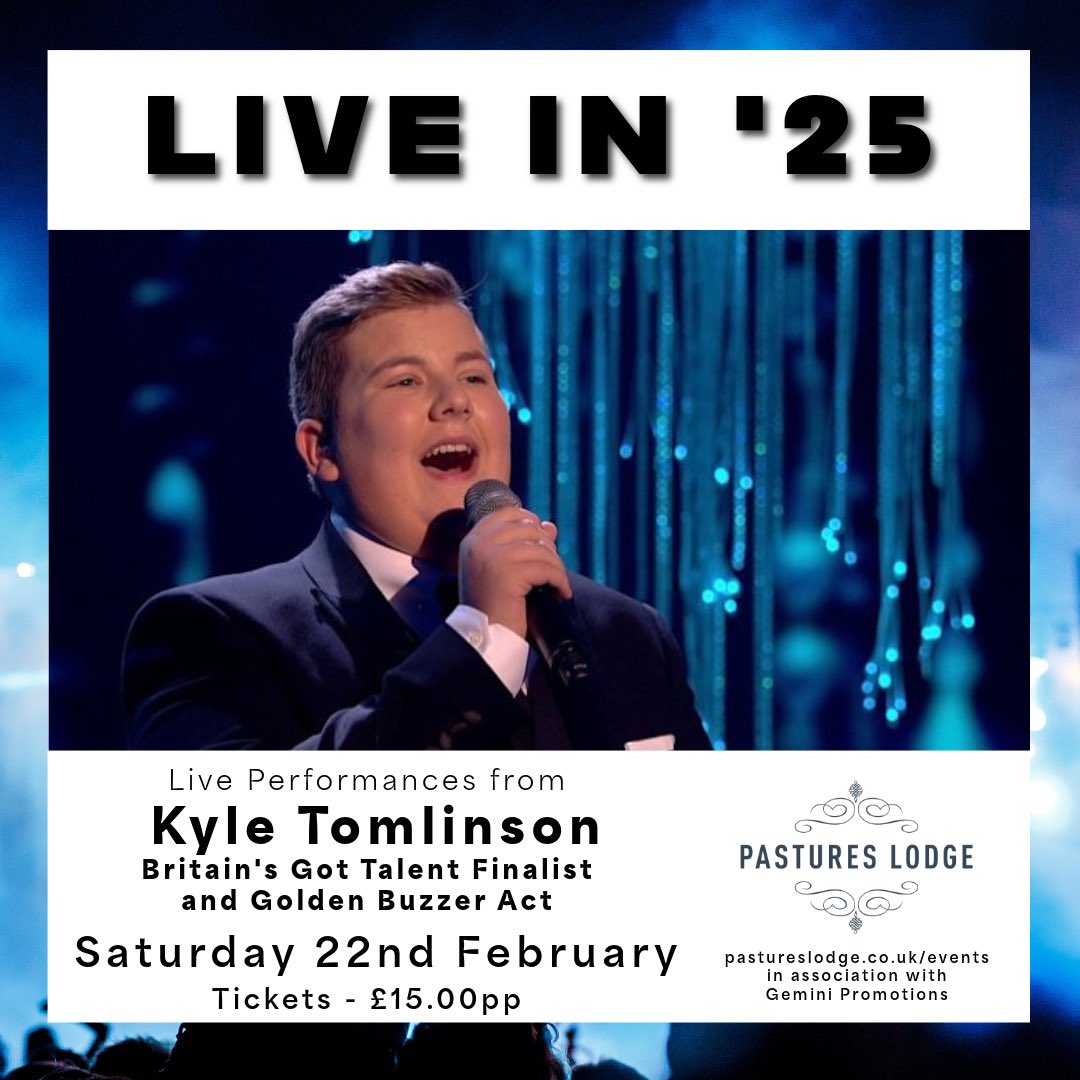 TONIGHT! 

Final tickets* available on the door for BGT finalist Kyle Tomlinson at Pastures Lodge Mexborough 

gemini-promotions.co.uk/event-details/…

<a href="/KyleTomlinson20/">Kyle Tomlinson</a> 

*cash only on the door
