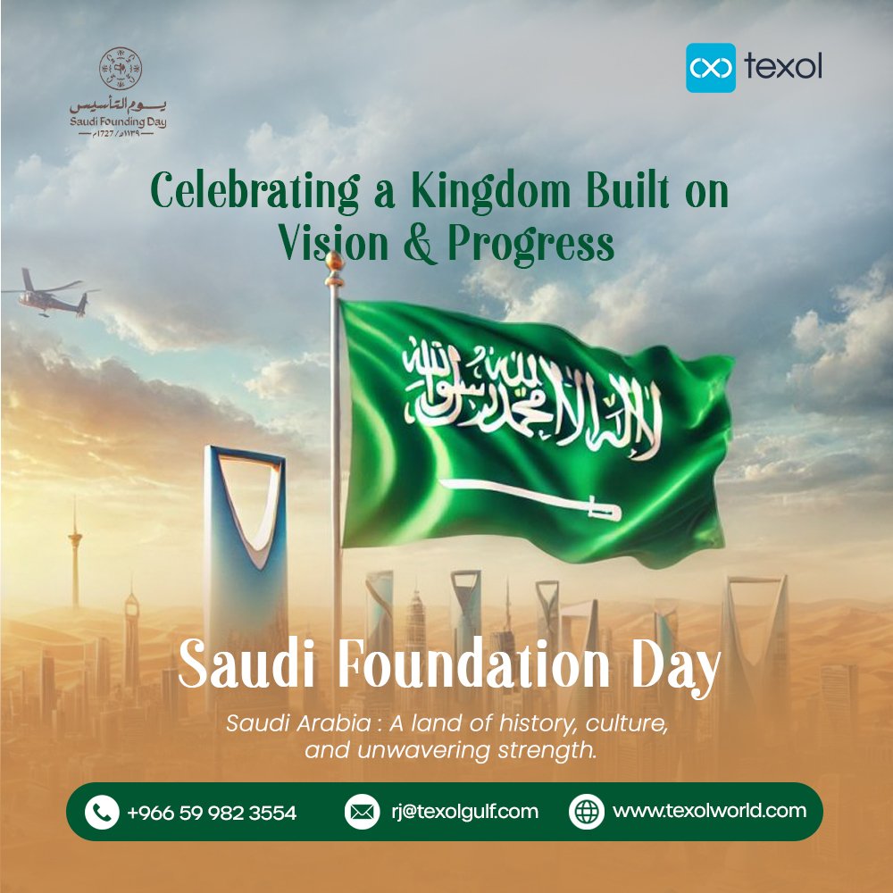texolworld's tweet photo. 🇸🇦 Celebrating Saudi Foundation Day!

Today, we honor the rich history, culture, and progress of the Kingdom of Saudi Arabia. A nation built on vision, resilience, and strength—moving forward with pride and unity.

✨Texol Wishes Everyone a a Happy Foundation Day✨ https://t.co/1ahOh36Xv1