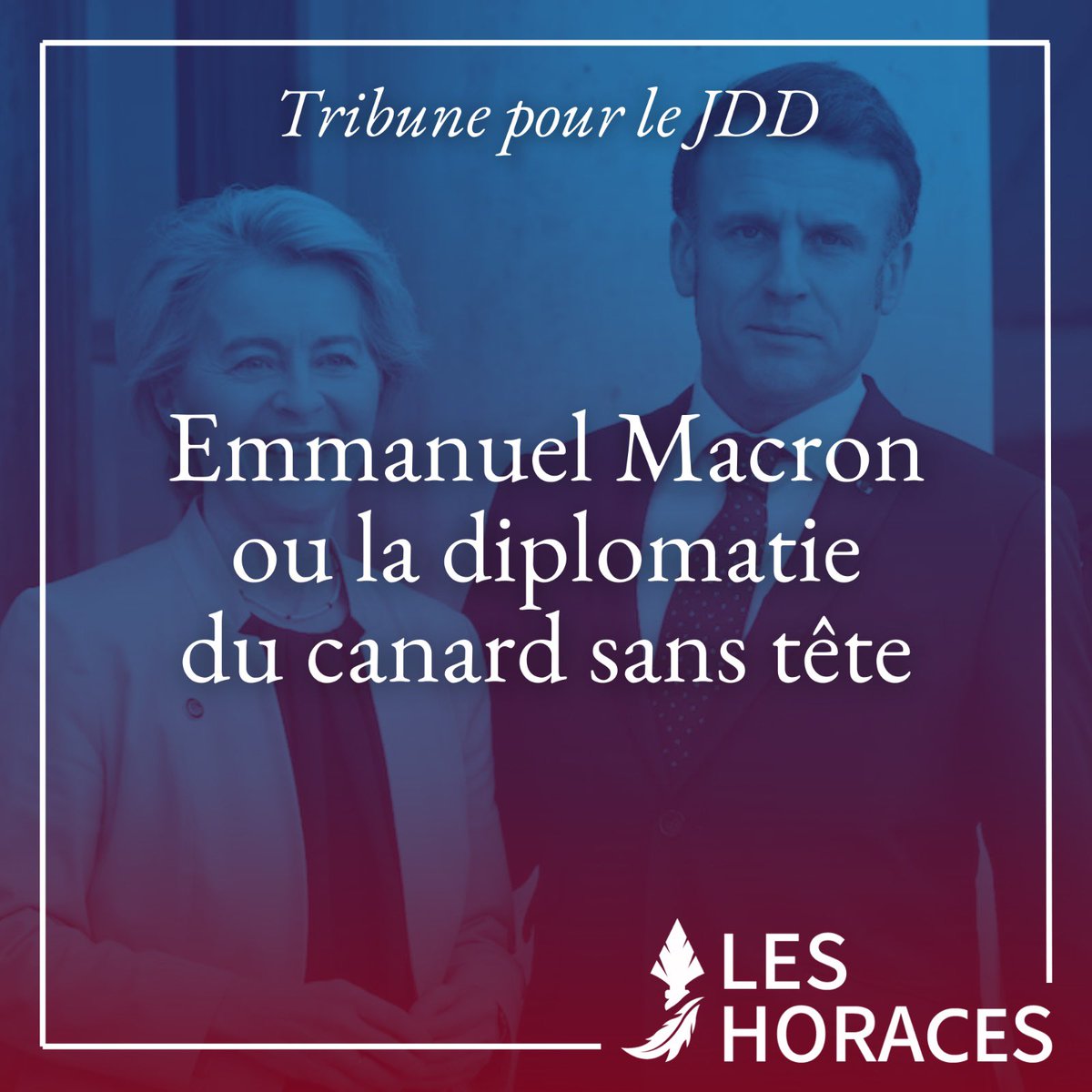 les_horaces's tweet photo. DIDACTIQUE (THREAD)
Pourquoi peut-on qualifier la #diplomatie d’Emmanuel Macron de canard sans tête ?
Retrouvez les propositions des #Horaces dans @leJDD ⬇️ https://t.co/xtHTD1ieKA
