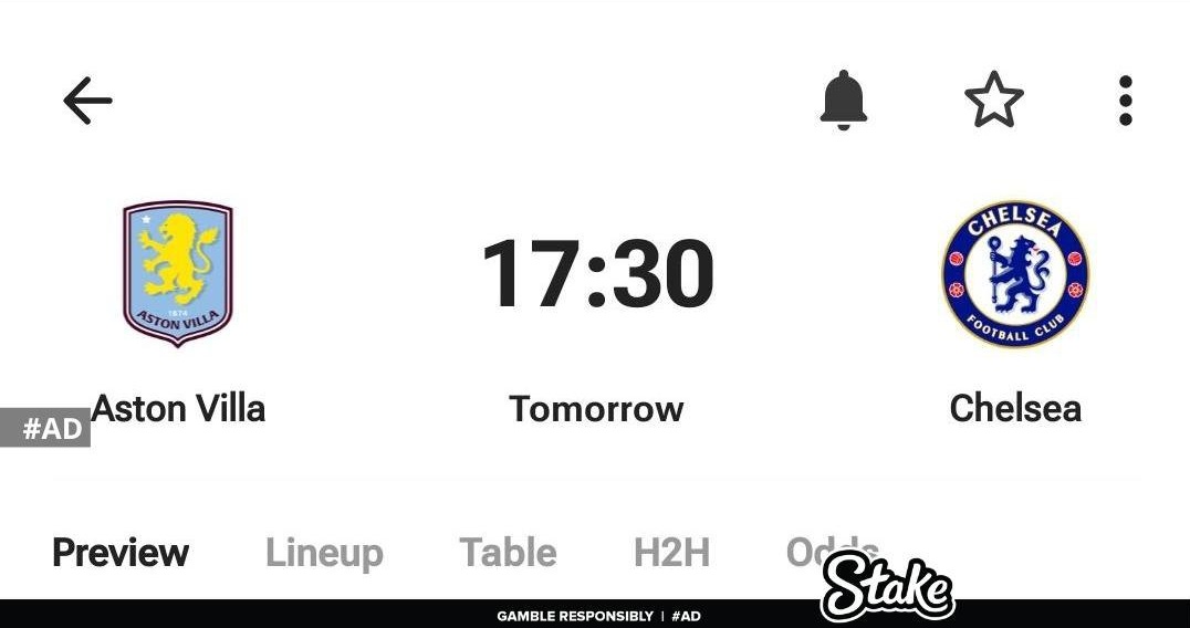 MatchDay  
Prediction Aston Villa vs Chelsea. £150 for 5 people who will get the predictions correct.

To enter like, comment, and repost