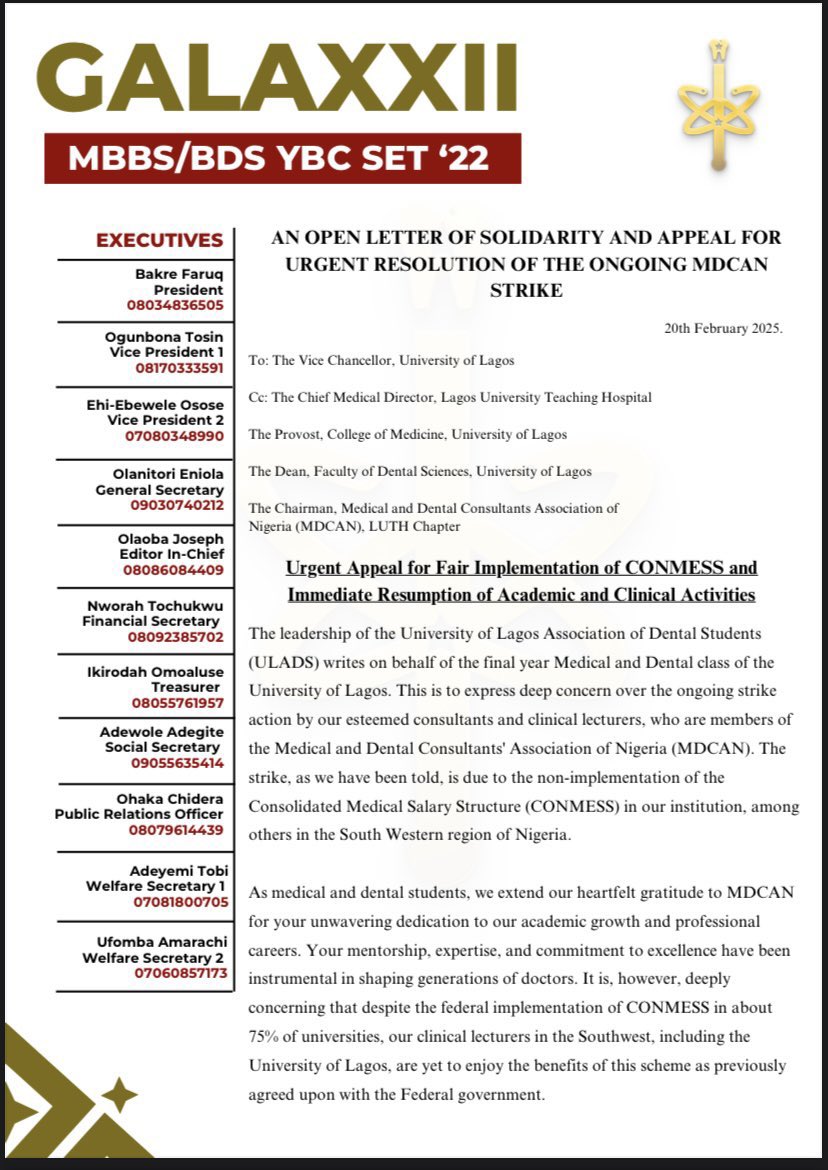 Exhuasted_Doc's tweet image. We are calling on the University @UnilagNigeria and the Federal Government to attend to the requests of the Medical and Dental Consultants’ Association of Nigeria (MDCAN) ‼️