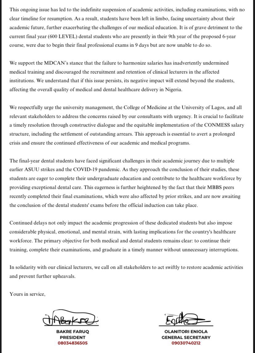 Exhuasted_Doc's tweet image. We are calling on the University @UnilagNigeria and the Federal Government to attend to the requests of the Medical and Dental Consultants’ Association of Nigeria (MDCAN) ‼️