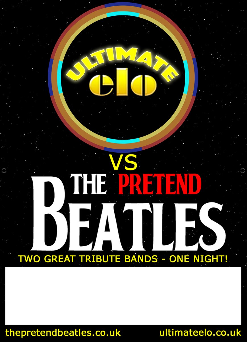 ELOBeatles's tweet photo. Ultimate ELO and The Pretend Beatles play a double bill on Sat 22nd March at Centurys Club, 322 Two Mile Hill Road, BRISTOL, BS15 1AJ TICKETS: https://t.co/SGfZytt8QV #Beatles #ELO #ElectricLightOrchestra #Tribute #PretendBeatles #UltimateELO #ELOTribute #BeatlesTribute #Bristol https://t.co/A3hdvDJdJ2