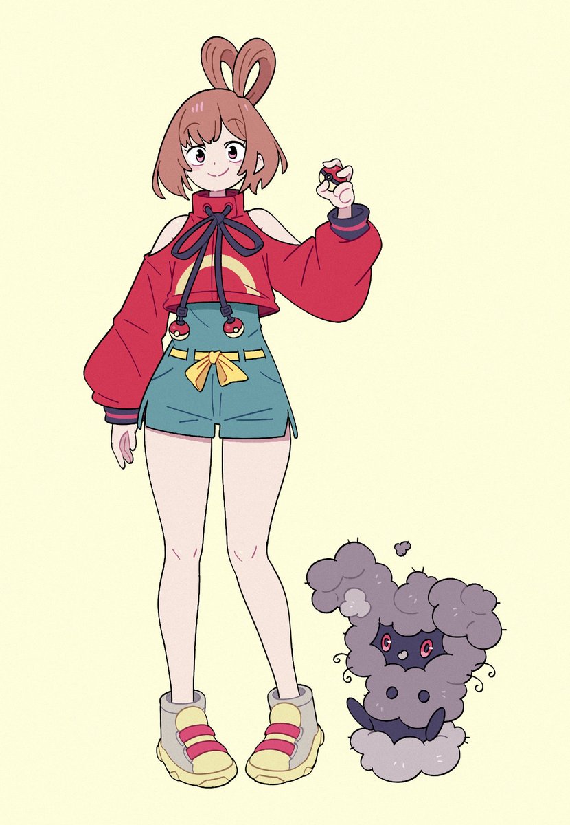 I found an old drawing of a Pokemon trainer I designed for my Fakemon region maybe 5 or 6 years ago. I kinda still like her design so I wanted to redraw her and her dust bunny partner 😙