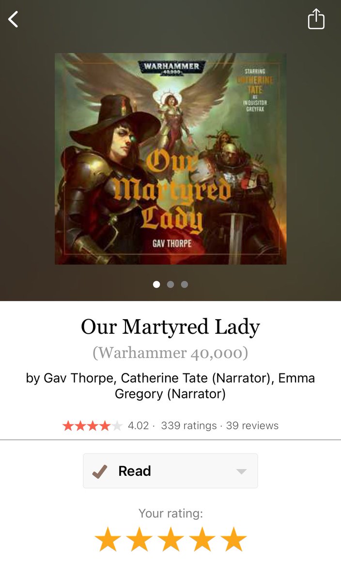 MunchkinDr's tweet image. For those that loved @arcaneshow that enjoy audio dramas this is a gorgeous part of the Warhammer 40k universe. I’ve found a new favourite set of characters that I can’t wait to read more books with/about. #warhammer40k #stcelestine #greyfax #books #audiodrama #ourmartyredlady