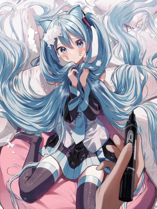 イタズラ好きな猫ミクちゃんとマスター#ネコの日 #初音ミク 