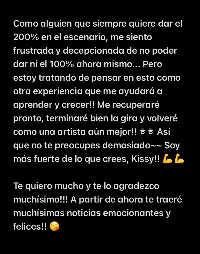 kissy_esp's tweet photo. Tras empezar la gira por Europa, Julie debido a su lesión en la espalda, se disculpa con KISSY’S por no poder dar lo mejor de ella durante los conciertos.

A continuación os dejamos su mensaje:

[250221 #JULIE’s Post ❤️]

#쥴리 #키스오브라이프 #KISSOFLIFE #키오프 #KIOF https://t.co/YVHmBv1gFg