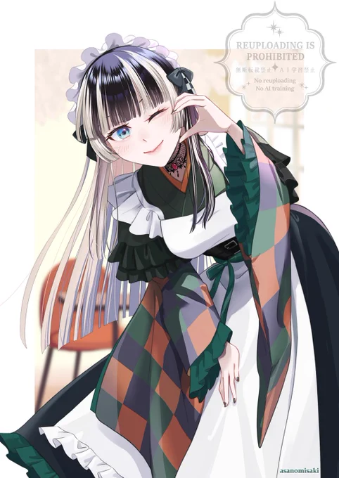 やっと描けた和メイドさん #らでん似絵