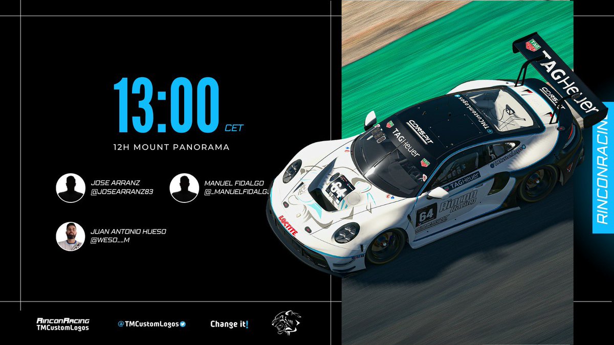 RinconRacing's tweet image. 12HS BATHURST!🇦🇺

3er coche que disputara su salida, en un evento donde se espera lluvia la gran parte del mismo 🌧️.

#217 RinconRacing.
👤@Weso__M 
👤@JoseArranz83 
👤@_ManuelFidalgo 
🚗 Porsche 992 GT3.
⏰ 13:00hs.