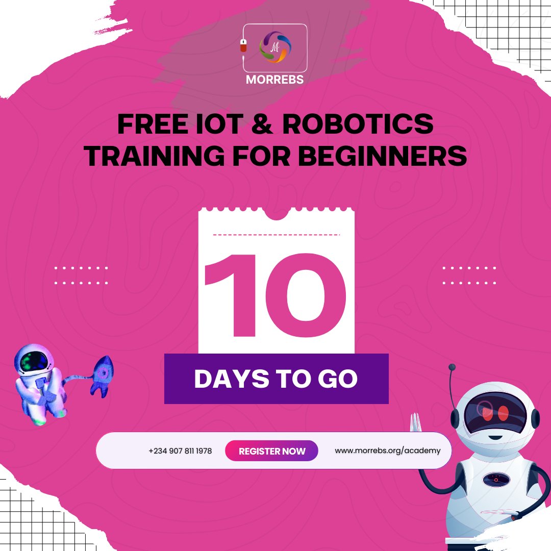 morrebs's tweet photo. Don't miss your chance to learn IoT for FREE! Get hands-on experience with Arduino, sensors &amp; automation systems!

📍 How to Register:
👉 Visit our office to pick up the registration form on or before the 3rd of March 2025 or contact us at +234 803 094 4031  or +234 907 811 1978 https://t.co/hkS22GEYFw