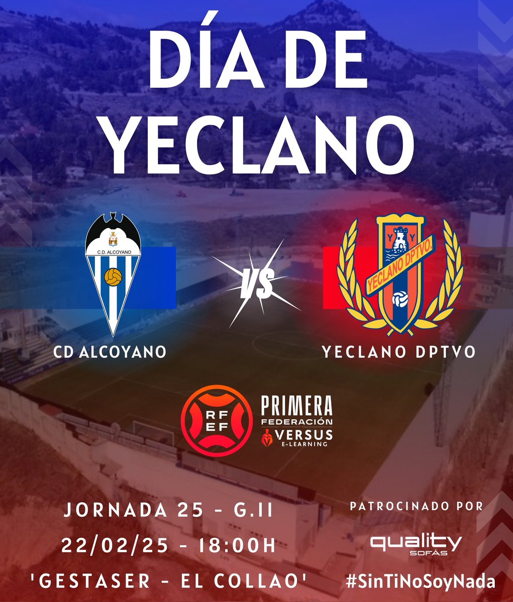 Yeclano_dptvo's tweet image. 💙 #DíaDeYeclano ❤

⚽️📜 ¡Con un bonito e intenso duelo 🆚️ @CD_Alcoyano que nos separa un punto y un puesto en la clasificación del GII de @Primera_RFEF! 📊💪

📺 @fef_tv
📻 @copeyecla
📻 @yeclamedia

#QualitySofás 🤝
#GraciasAfición 📢
#AlcoyanoYeclano ⚔️
#SinTiNoSoyNada 🔵🔴