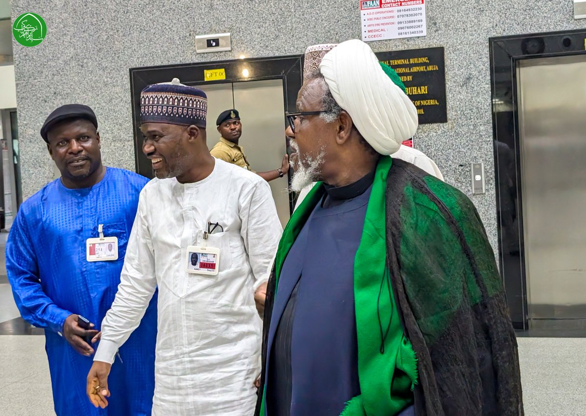 SZakzakyOffice's tweet photo. Leader Sayyid Ibraheem Zakzaky (H) departed for Beirut, Lebanon, to participate in the funeral prayers for the martyred leaders, Sayyid Hassan Nasrallah and Sayyid Hashim Safieddeen.

23/Sha'aban/1446
22/February/2025 https://t.co/r2dHbYAc79