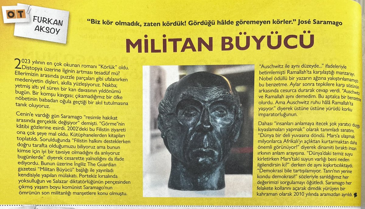 “Dünyadaki temiz suyu kirletirken Marstaki suyun varlığı beni neden ilgilendirsin ki ?” 23 yılın sonunda hiçbir şeyin değişmediği gerçeğiyle tekrar yüzleşmek #JoseSaramago <a href="/otdergi/">otdergi</a>