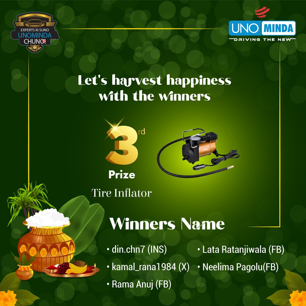 Unomindacom's tweet photo. ๐ Congratulations to the winners of the #PongalContest! ๐๐ฅณ Thanks to all participants for making it a success! ๐ Winners, DM us your address, email & contact for speedy gift delivery! ๐๐จ
#WinnersRevealed #contest #contestday #ExpertKiSunoUnoMindaChuno #PongalContest2025 https://t.co/vL0oyNfLMu