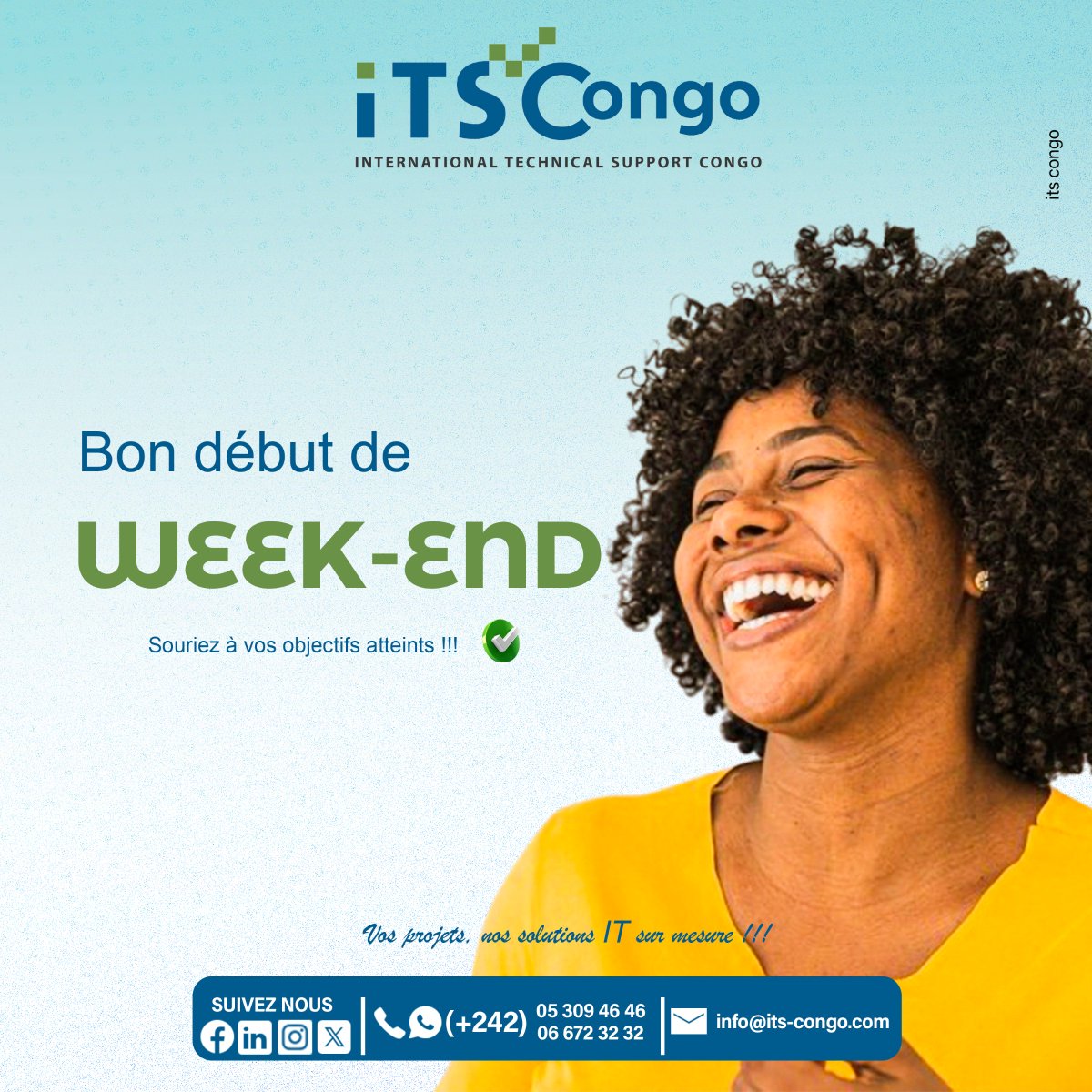 Its_congo's tweet photo. Objectifs Atteints: Profitez de Votre Weekend! 🎉
Nos services sur mesure optimisent vos systèmes pour une performance maximale.
Contactez-nous pour une consultation gratuite🚀

#itscongo #Informatique #ServicesIT #Productivité #ObjectifsAtteints #Succès #WeekendVibes https://t.co/xU4t74K1sn