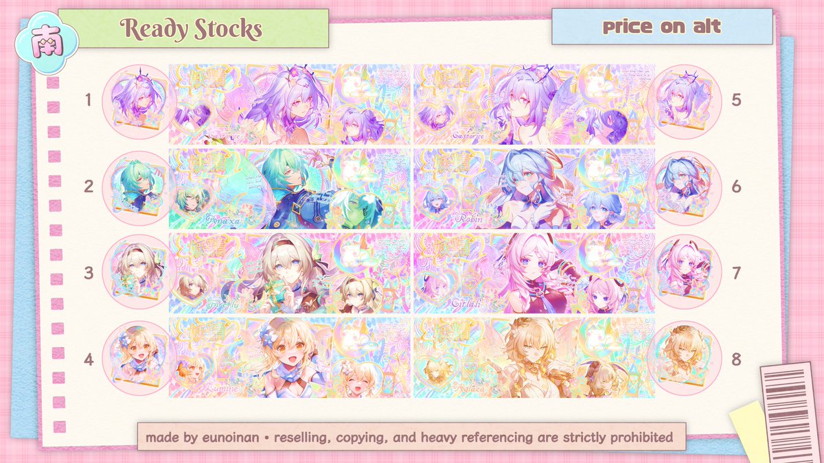 eunoinan's tweet photo. Alow, Nan ada 48 ready stocks layout genshin, HSR, HI3, wuwa dan ZZZ nih yg bisa dibook (+2K) jam 18.30 WIB atau tanpa fee pukul 23.30 WIB. Payment QRIS only yaa. Sebelum jajan boleh disimak dulu thread ini, tysm! 

(4/6) 

#zonauang #zonajajan #zonaba https://t.co/CD5av1AzFB