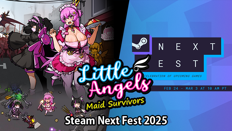 Steam Next Fest Participation notice

Hello Masters!
[Maid Survivors : Little Angels] is will be featured on the Steam Next Fest 2025 Feb. edition page during Feb.24-Mar.3 !

A new game demo will be updated, so be sure to check it out!
#SteamNextFest #LittleAngels #indiegame
