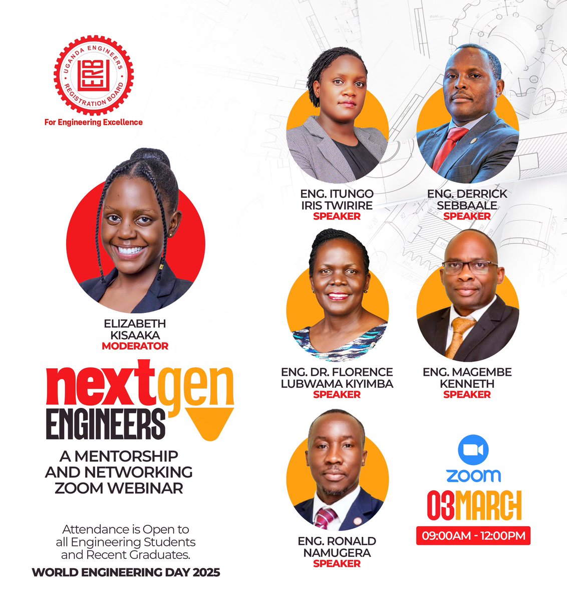 Our Well-Experienced Guest Speakers Are Ready!

Are you ready to kickstart your engineering career with exclusive insights from industry professionals? The Engineers Registration Board is thrilled to invite you to the first NextGen Engineers Mentorship Webinar, happening on March