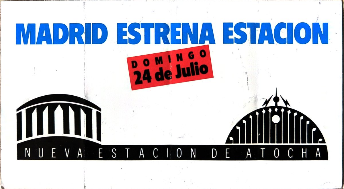 Bvemike's tweet photo. Nuevo escaneo de mi colección de cosas sobre el Metro de Madrid y la Renfe, esta vez se trata de un folleto presentación de la nueva estación de Atocha Renfe en 1987
.
Curiosamente en la portada hay un pequeño fallo ortográfico, la palabra estación va sin acento https://t.co/74n0UBihFw