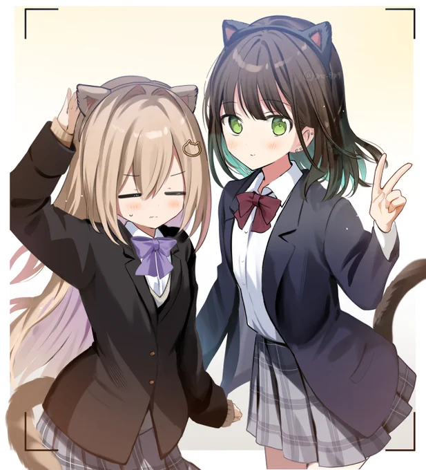 意外とノリノリな写真部の先輩と後輩ちゃん#猫の日 