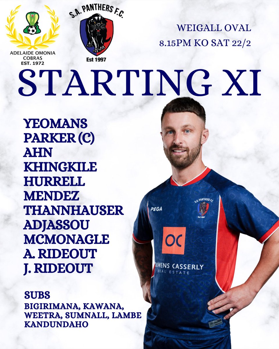 SA_PanthersFC's tweet photo. Here is our starting line up for round 1 against @AdelaideCobras https://t.co/XLW8JULZzC