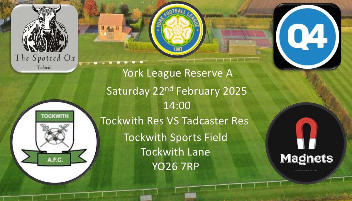 Tockwith AFC (@tockwithafc) on Twitter photo Game day.
1s travel to <a href="/OldMaltonStMary/">Old Malton St Marys</a> and the 2s host <a href="/TadMagFc/">Tadcaster Magnets</a>
Both 2pm KO and all support appreciated. Game day.
1s travel to <a href="/OldMaltonStMary/">Old Malton St Marys</a> and the 2s host <a href="/TadMagFc/">Tadcaster Magnets</a>
Both 2pm KO and all support appreciated.
