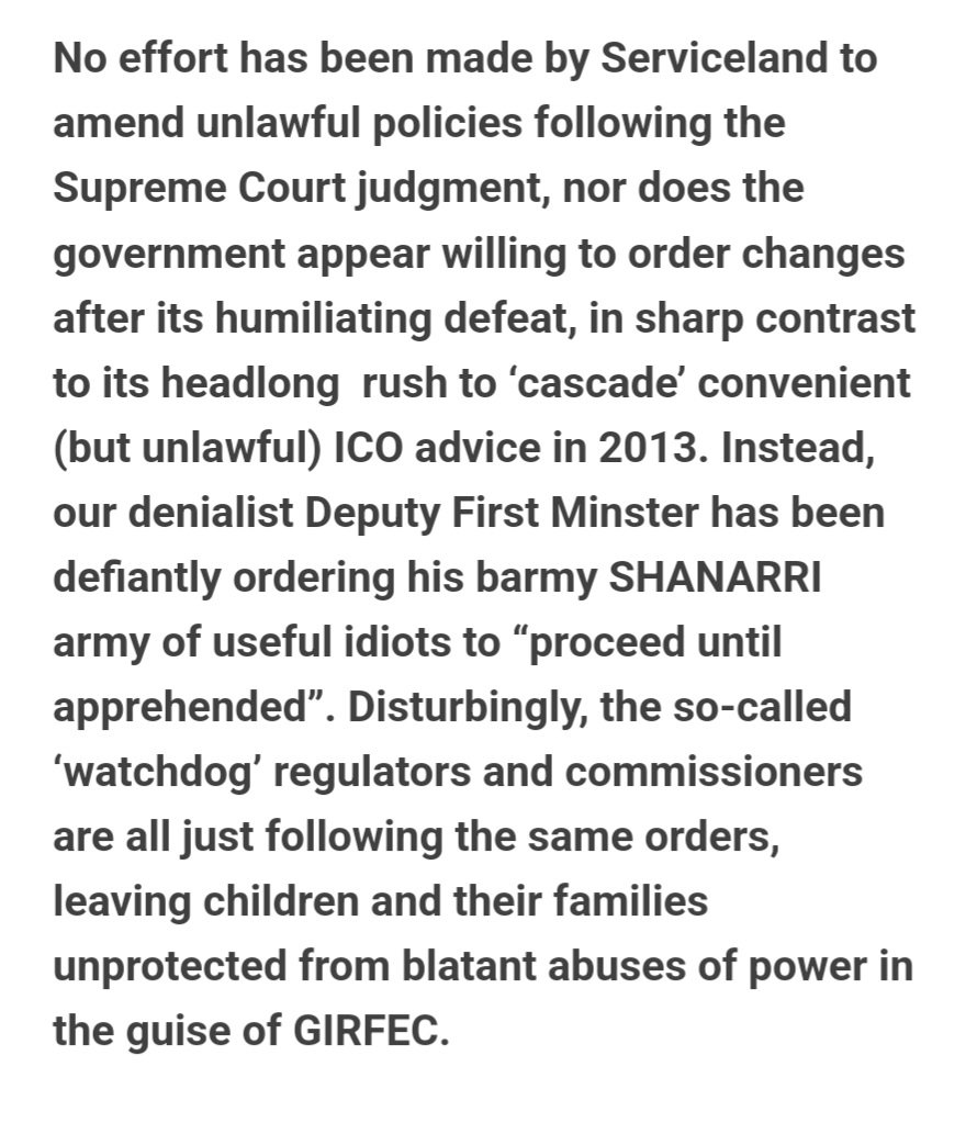 Leahurst66's tweet photo. @ScotScunnered @IngrameThomas At his behest, useful idiots continue to break data protection & human rights law despite #nameperson being scuppered by the Supreme Court. Swinney's mantra is "proceed until apprehended." Zero respect for the rule of law. https://t.co/CTxhyu3F35