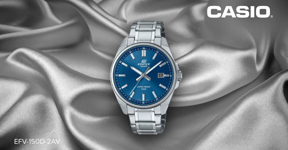 CasioSA's tweet photo. Bring sophistication to your wrist with the Casio EFV-150D-2AV. Featuring a sleek stainless steel design and vibrant blue dial, it’s the perfect blend of style and function. ⌚ #CasioEFV150 #BlueDial #TimelessStyle https://t.co/Wdkmj6KBFz