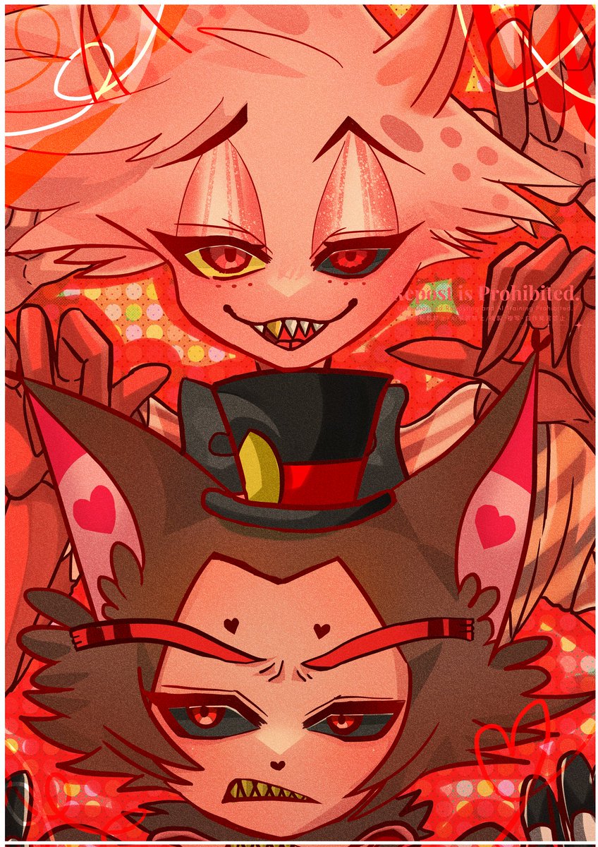 ハスエン「ハスエン猫の日 #AngelDustHazbinHotel #huskerdus」|すー🥹低浮上のイラスト