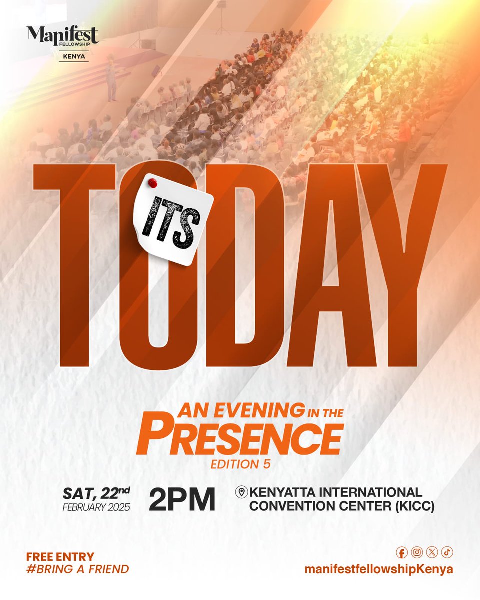 OduorBecca's tweet image. IT'S TODAY

#InHisPresence
#BringAFriend