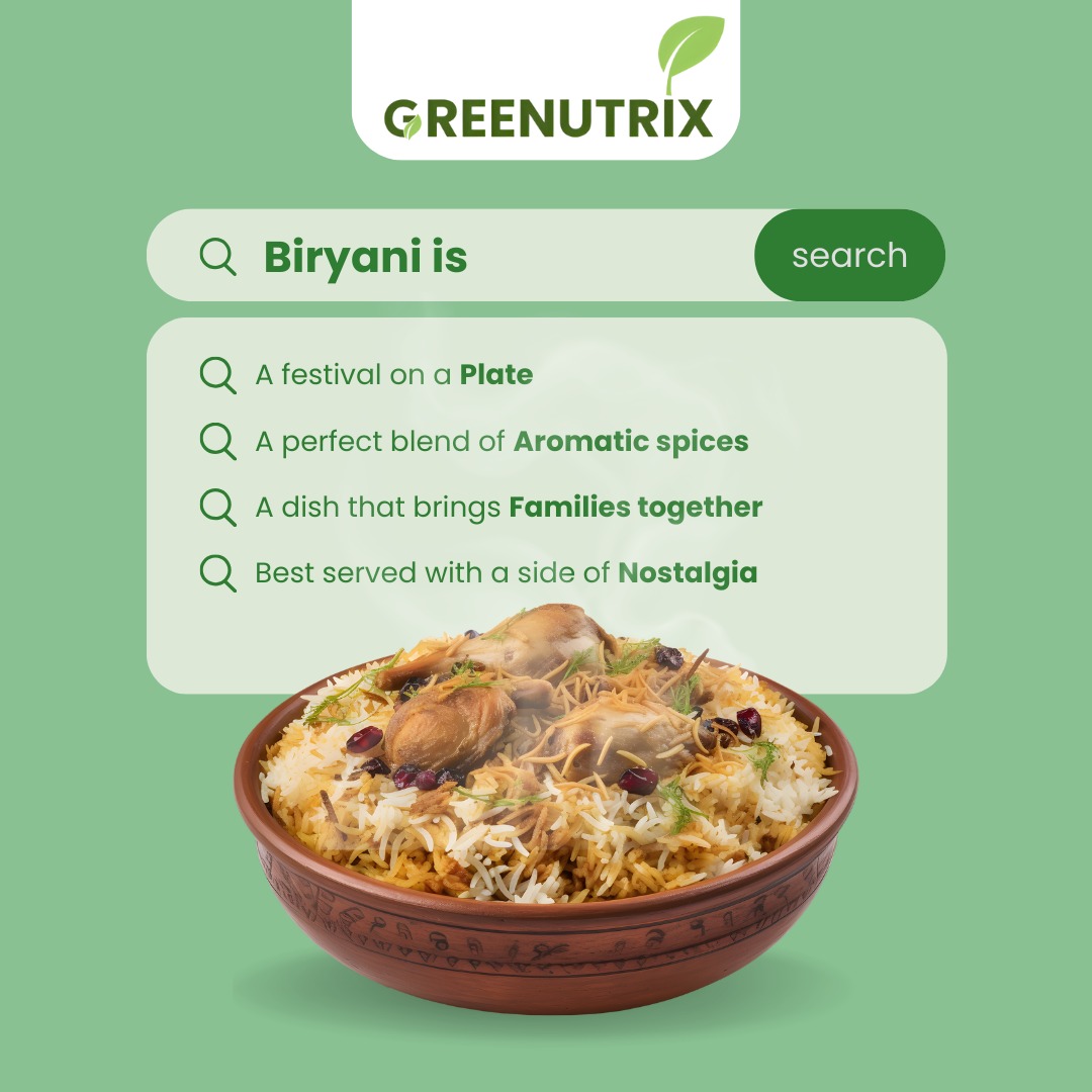 greenutrix's tweet photo. 🍛 Biryani: A festival on a plate, a blend of aromatic spices, and a dish that brings families together! ❤️✨  

At Greenutrix, we craft spice blends that make every bite unforgettable! 🌿🔥  

Tag your biryani buddy &amp; let’s celebrate flavor! 🍽️👇  

#Greenutrix #BiryaniLove https://t.co/kFoLqqW9Oe