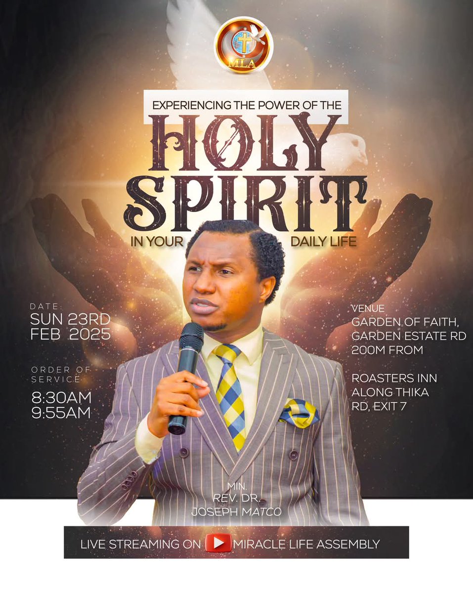 Join us this Sunday for a life transforming experience at our Sunday service.  

First Service 8:30am &amp; Second Service 9:55am 

 📍Miracle Life Assembly, Garden of Faith Sanctuary located along Garden Estate Road, 300m from Thika Superhighway Exit 7.

#sundayservice