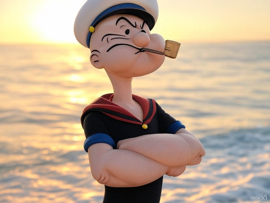 KushSaraiya28's tweet photo. Created Popeye the sailor man with GROX AI looks so cools! #Grok #ElonMusk #AI #popeyethesailor #createwithgrok😃 https://t.co/Z5WCr7zXoC