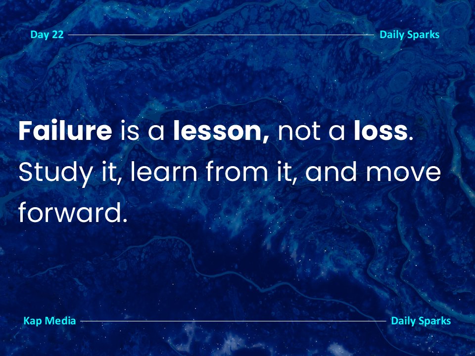KapMedia's tweet image. Failure isn’t the end—it’s a stepping stone to growth. 🚀 Embrace the lessons, keep learning, and push forward. 🔥📚 #DailySparks #KeepGrowing #FailureIsALesson