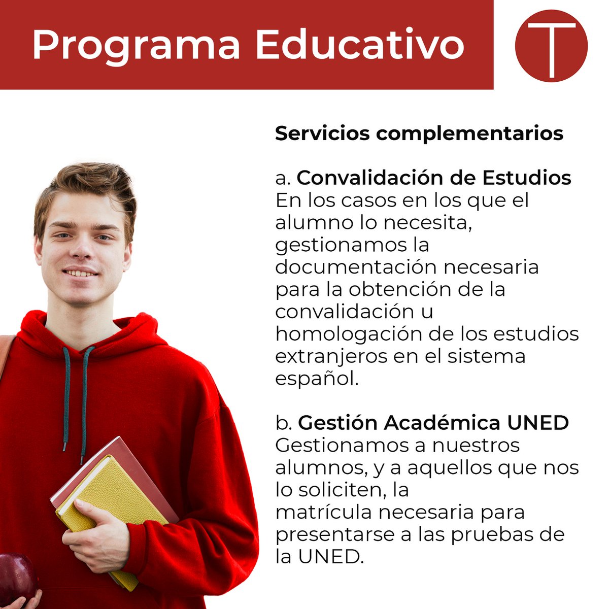 teach_team's tweet photo. Dentro de nuestro Programa Educativo tenemos servicios de Convalidación de Estudios y de Gestión Académica de la UNED.

¡Visita el link de nuestra bio para tener más información! https://t.co/MXE3LrVEPR