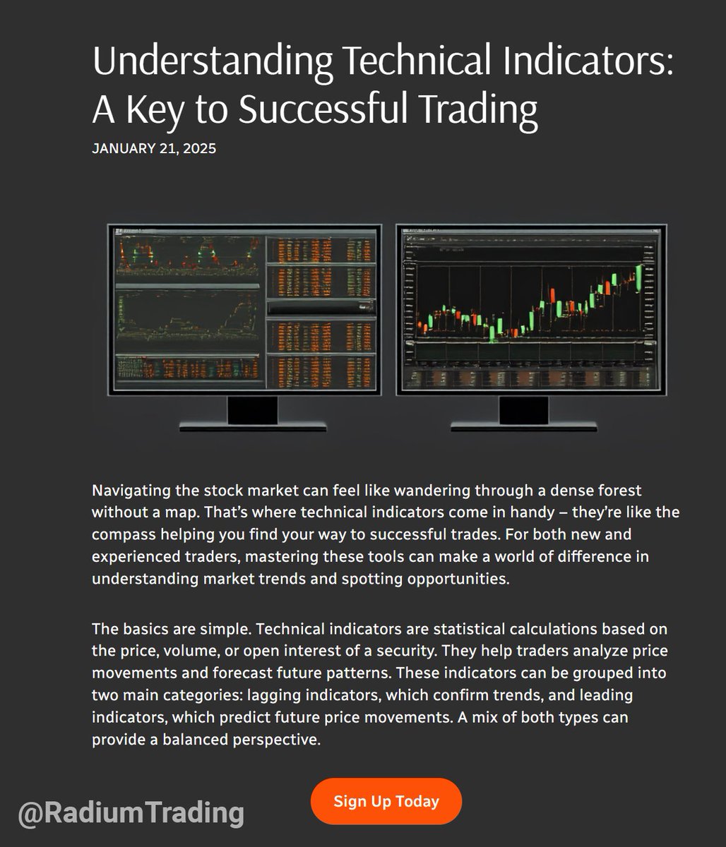 RadiumTrading's tweet photo. Understanding Technical Indicators at https://t.co/0zlnyfk4Oz ... Sign Up for the Radium Trading Platform BETA today! #RadiumTradingPlatform #Radium #DayTrading #StockMarket #HFT #Quant #NVDA #Investing #Markets #AI #Tech https://t.co/i993sADsSc