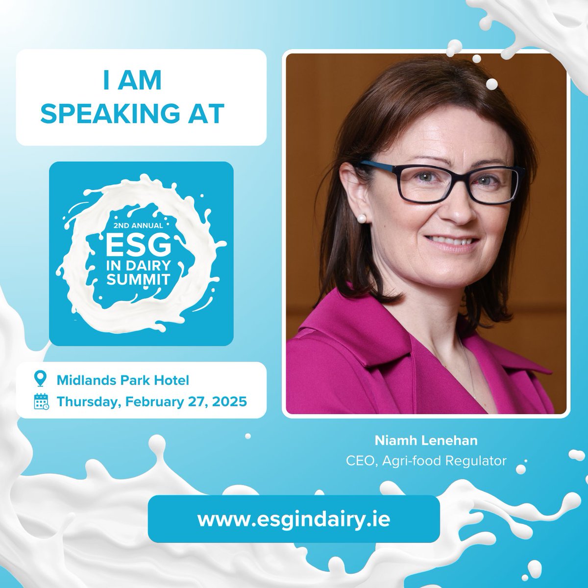 We are delighted to announce Niamh Lenehan will be speaking at the ESG in Dairy Summit.

The summit takes place on the 27th of February in The Midlands Park Hotel Portlaoise.

View the agenda here: esgindairy.ie/2025-agenda

Register now: eventbrite.ie/e/2nd-annual-e…