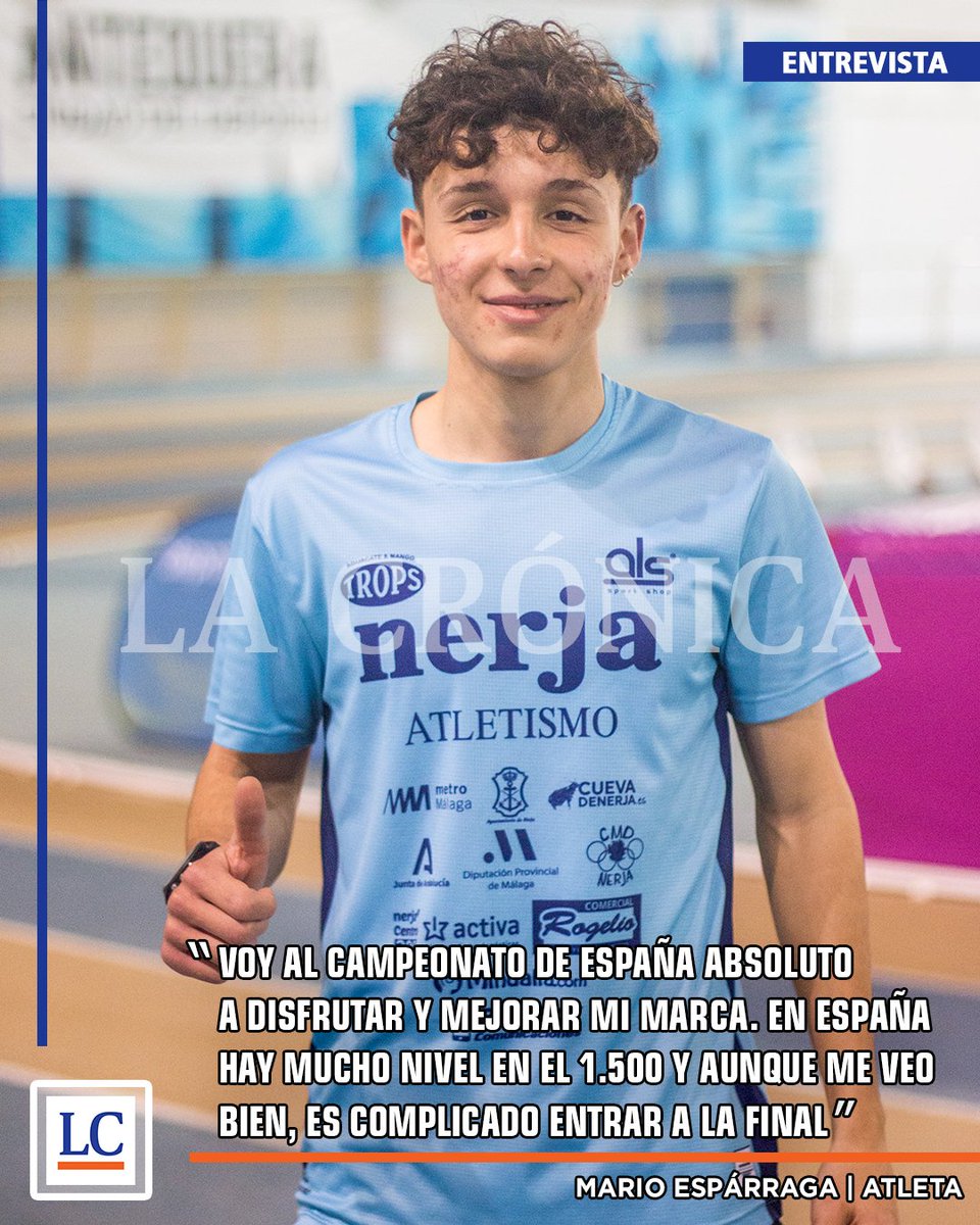 lacronica_atq's tweet photo. #Entrevista | Hemos hablado con el joven atleta antequerano Mario Espárraga que hoy, sábado 22 de febrero, compite en la prueba de los 1.500 metros en el Campeonato de España Absoluto de Pista Cubierta. Espárraga nos cuenta sus inquietudes, su preparación y sobre su futuro más inmediato en el mundo del atletismo de alto nivel

▶️ Puedes leer la entrevista completa en la edición 1.116 de nuestro periódico del sábado 22 de febrero:
https://t.co/vDcvr9qKMm