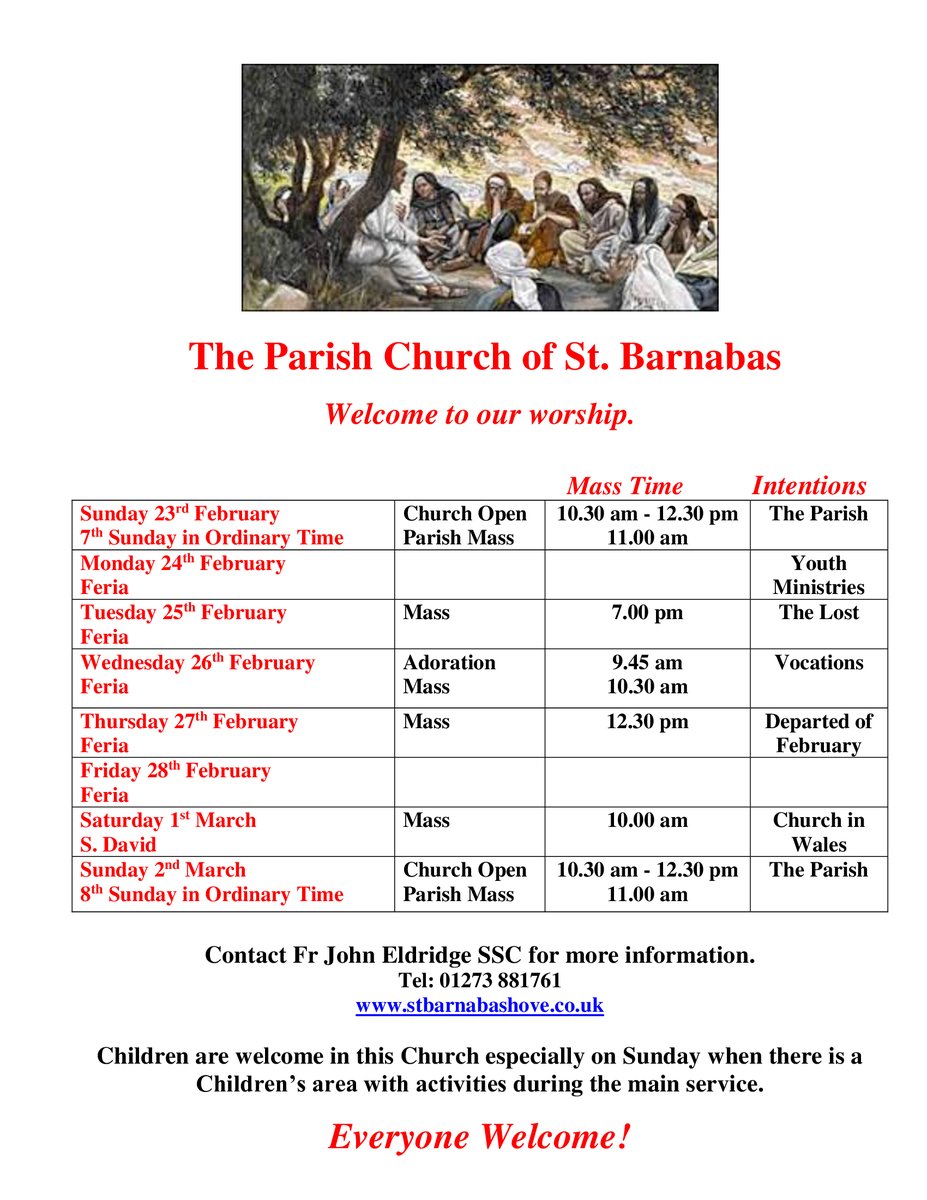 Here are the times for the church to be open for private prayer and Masses for the upcoming week.
#ChichesterDio #churchofengland #stbarnabas #hove #Sussex #ChiCathedral